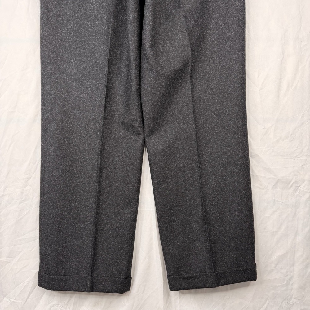 vtg Eddie Bauer SZ-36 Gray Glen Plaid Flannel Wool Pants Trousers Pleated Cuffed - Picture 5 of 16